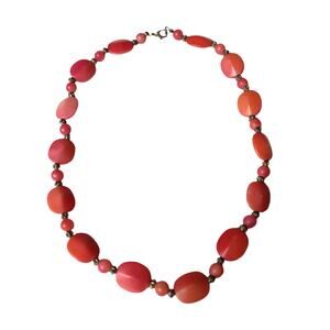 Coral Orange Tones Ombre Beaded Necklace VTG 9" Fall Autumn Halloween Jewelry